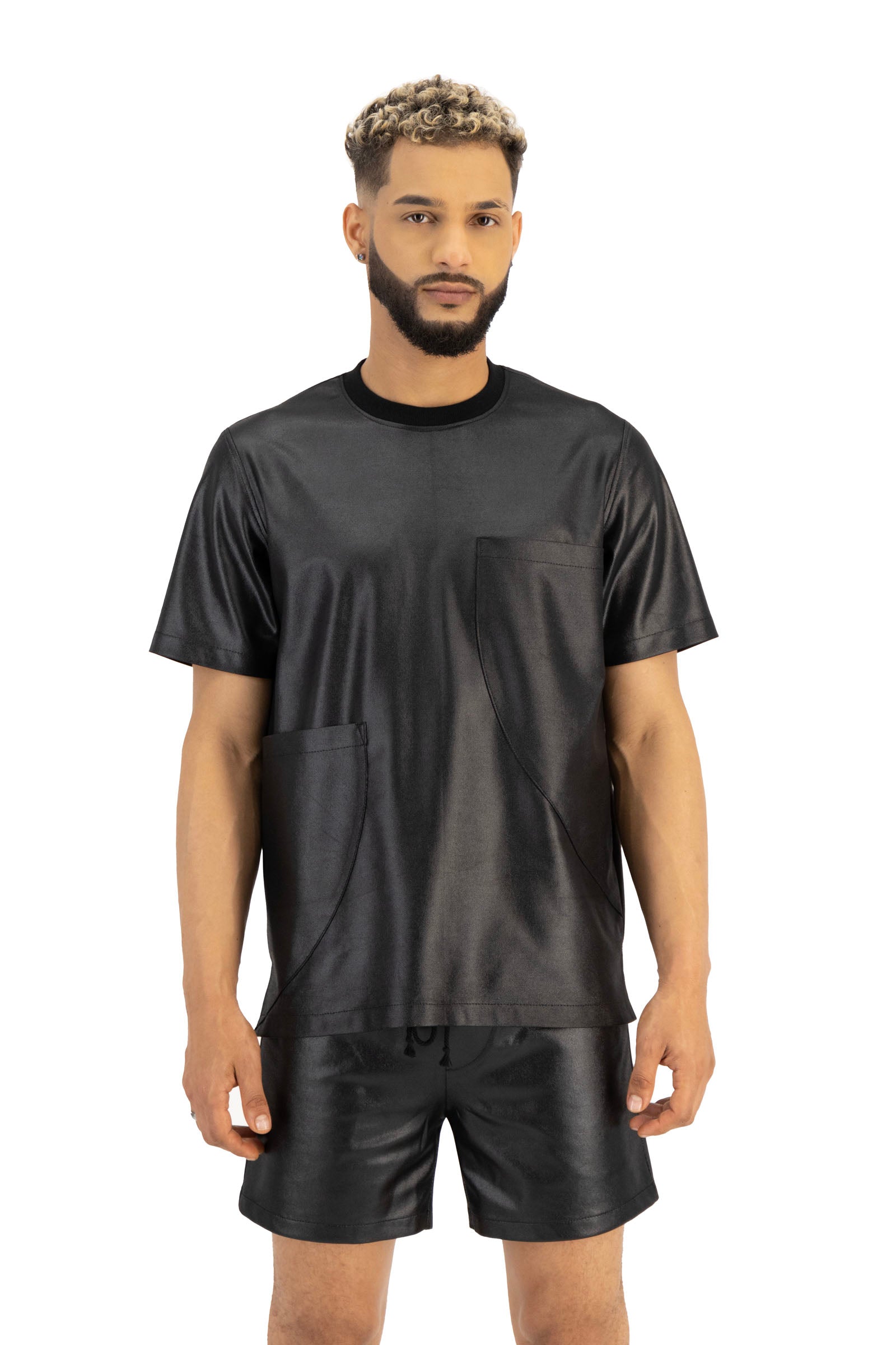 Double Pocket Illusion Leather Pullover Shirt PacoRogiene NYC PacoRogiene NYC LLC