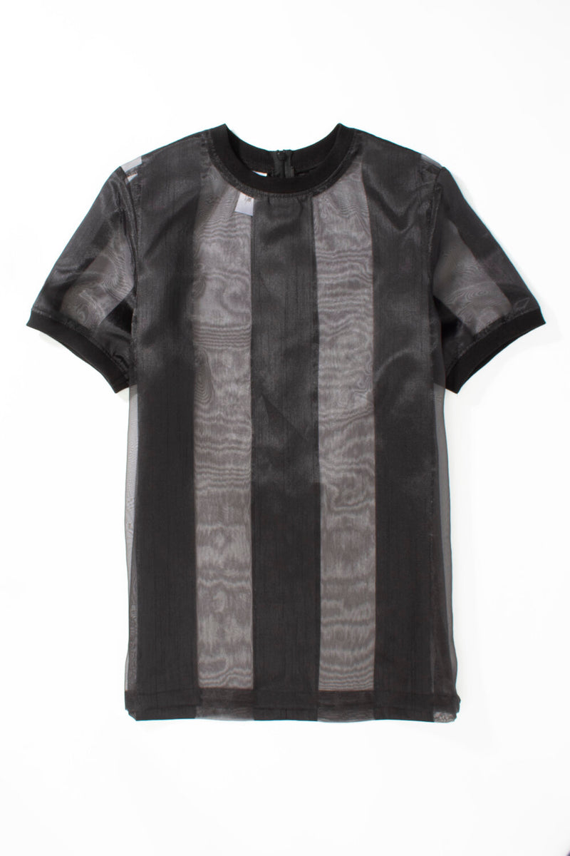 Castaway Striped Organza T-Shirt (Black) - pacorogiene