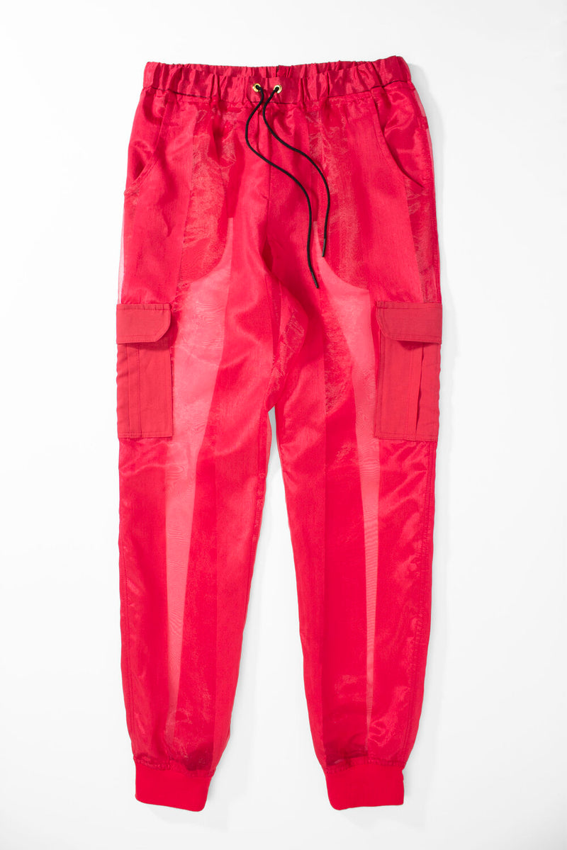 Castaway Striped Organza Joggers (Red) - pacorogiene