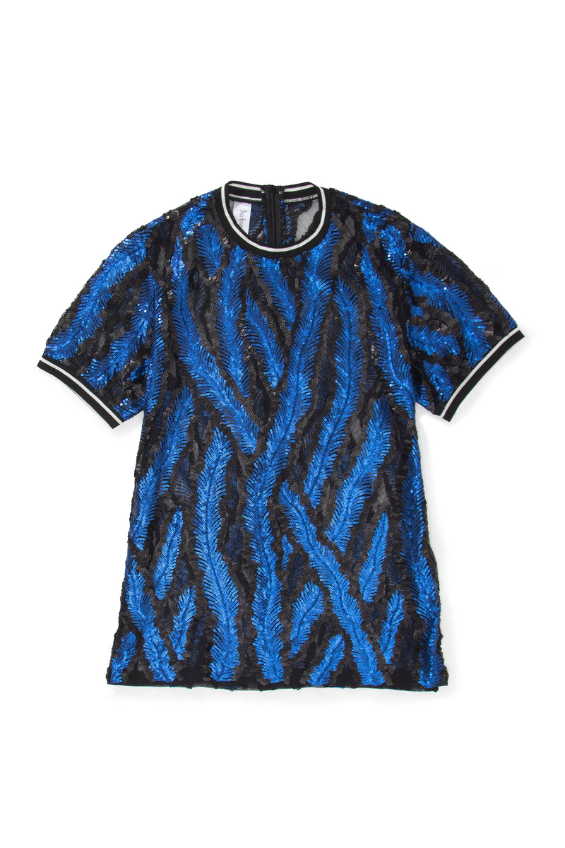 Blue and Black Sequin Castaway T-Shirt - pacorogiene