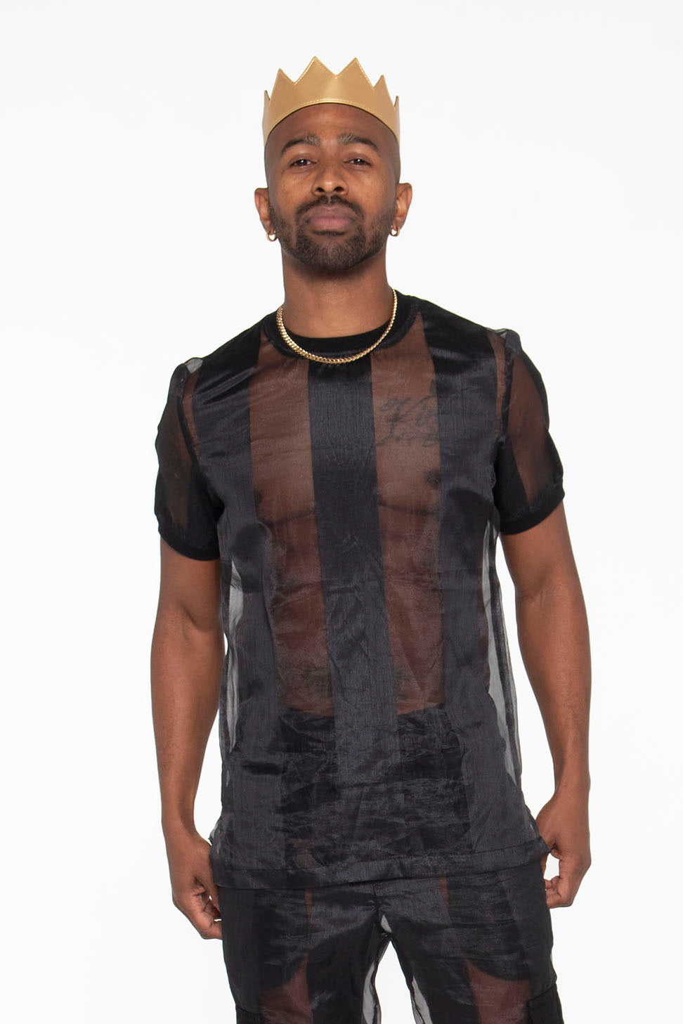 Castaway Striped Organza T-Shirt (Black) - pacorogiene