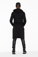 Black Hooded Kurta Sweatshirt w/ Pockets - pacorogiene