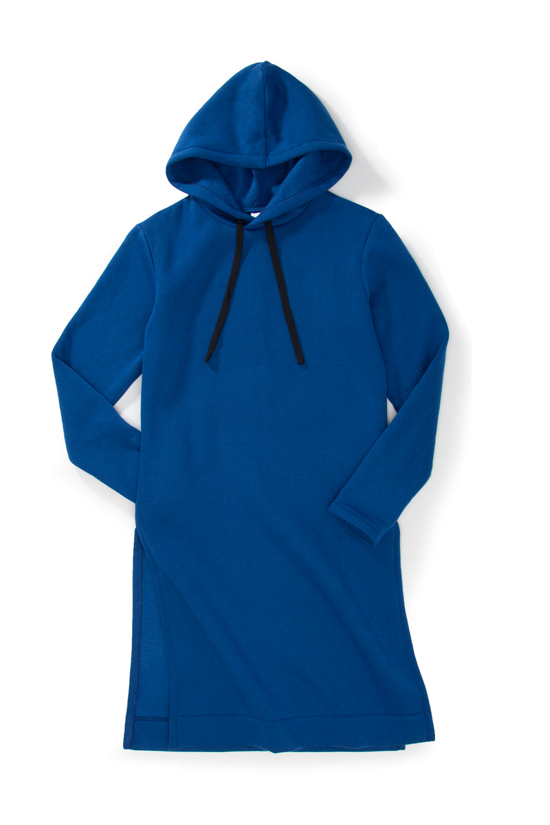Royal Blue Hooded Kurta Sweatshirt w/ Pockets - pacorogiene