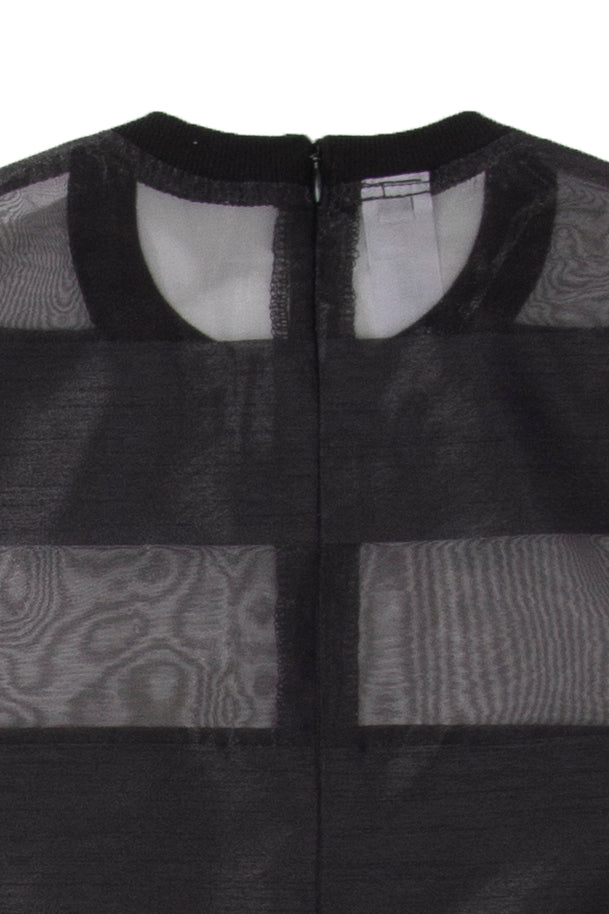 Castaway Horizontal Striped Organza T-Shirt (Black) - pacorogiene