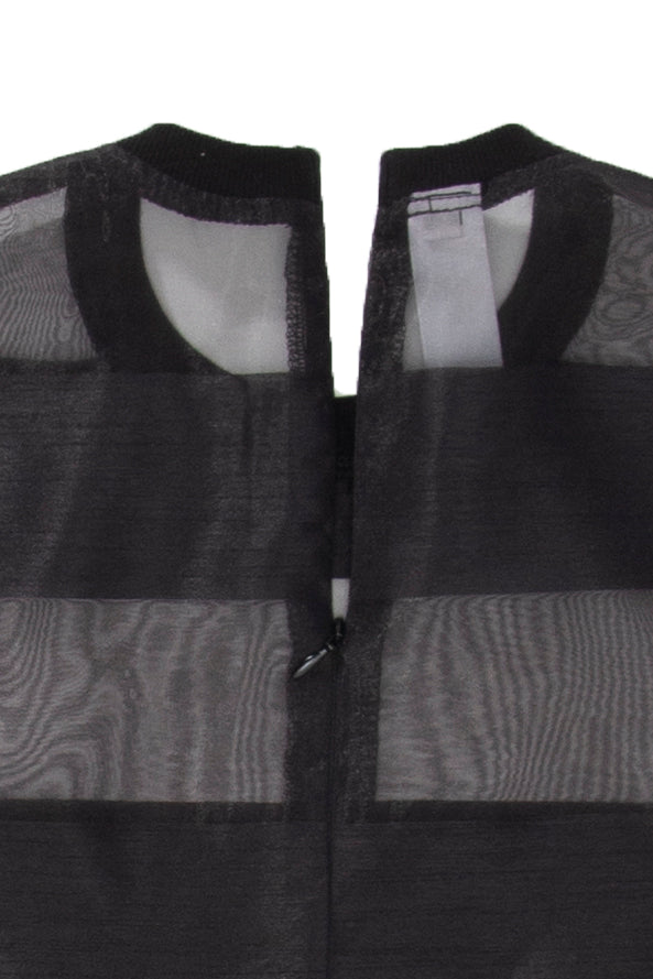 Castaway Horizontal Striped Organza T-Shirt (Black) - pacorogiene
