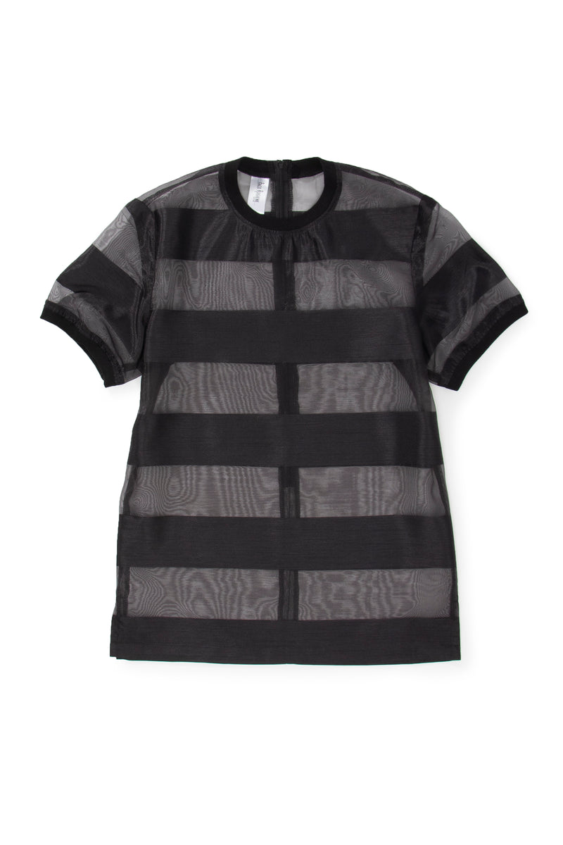 Castaway Horizontal Striped Organza T-Shirt (Black) - pacorogiene