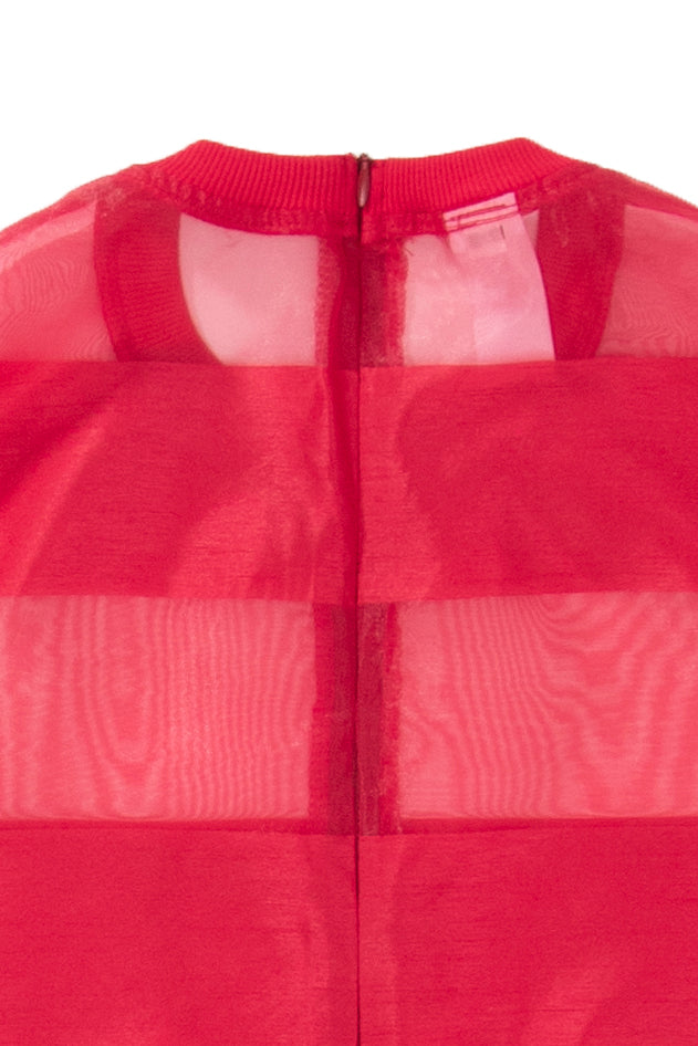 Castaway Horizontal Striped Organza T-Shirt (Red) - pacorogiene