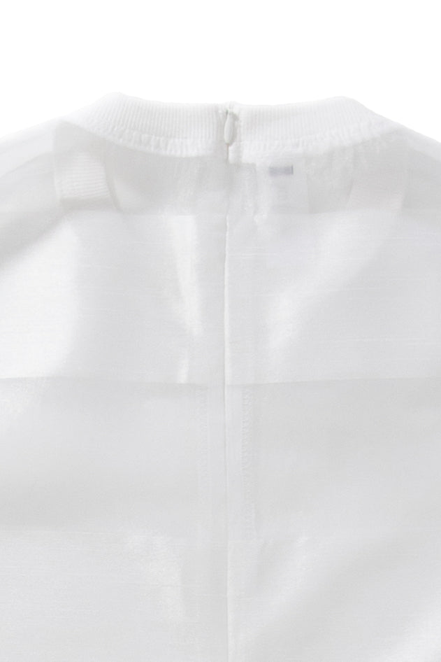 Castaway Horizontal Striped Organza T-Shirt (White) - pacorogiene