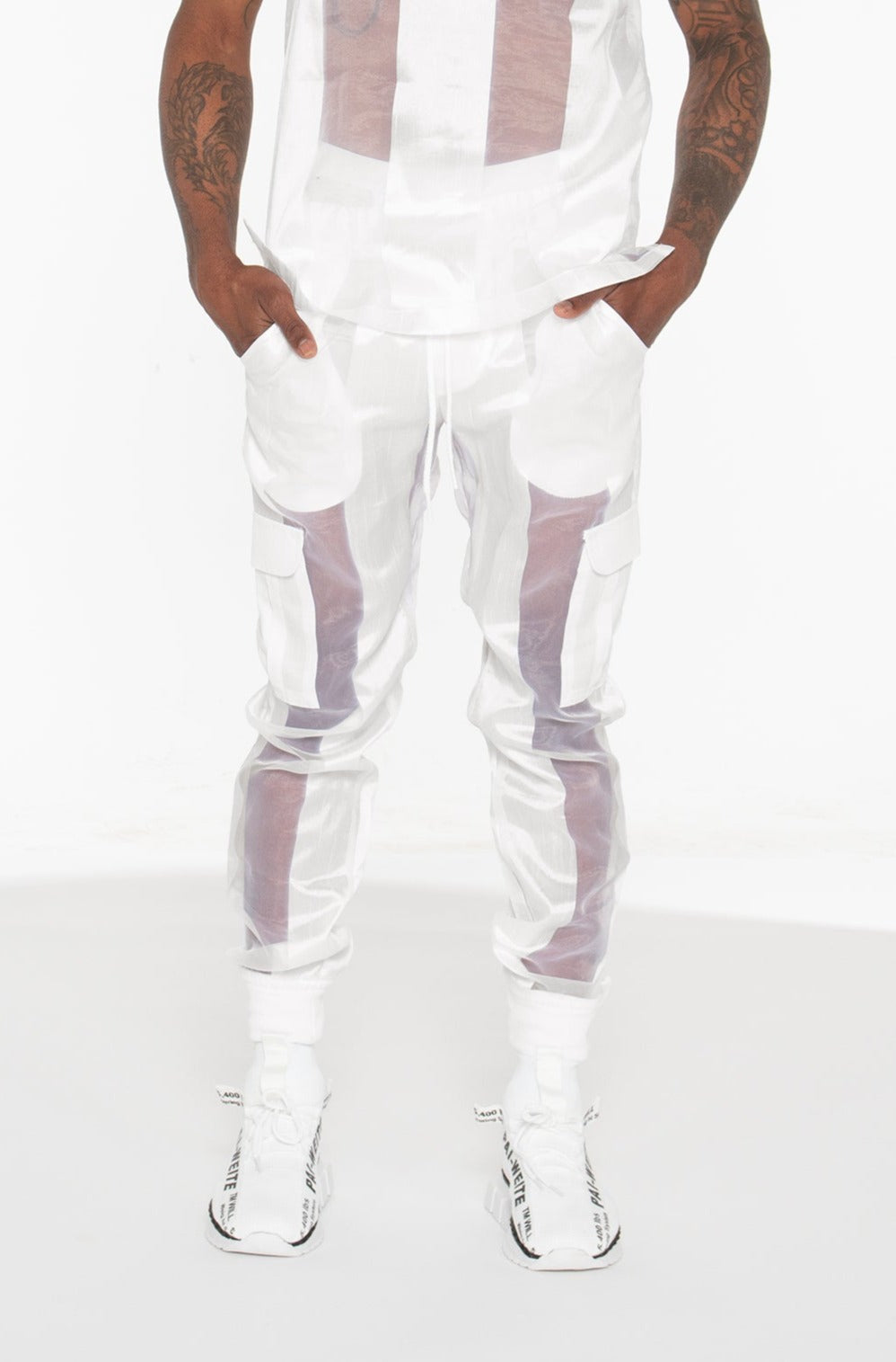 Castaway Striped Organza Shirt and Joggers (OFF-WHITE)