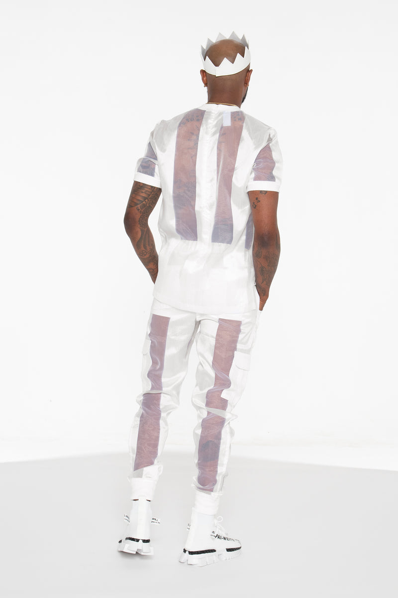 Castaway Striped Organza Shirt and Joggers (OFF-WHITE)