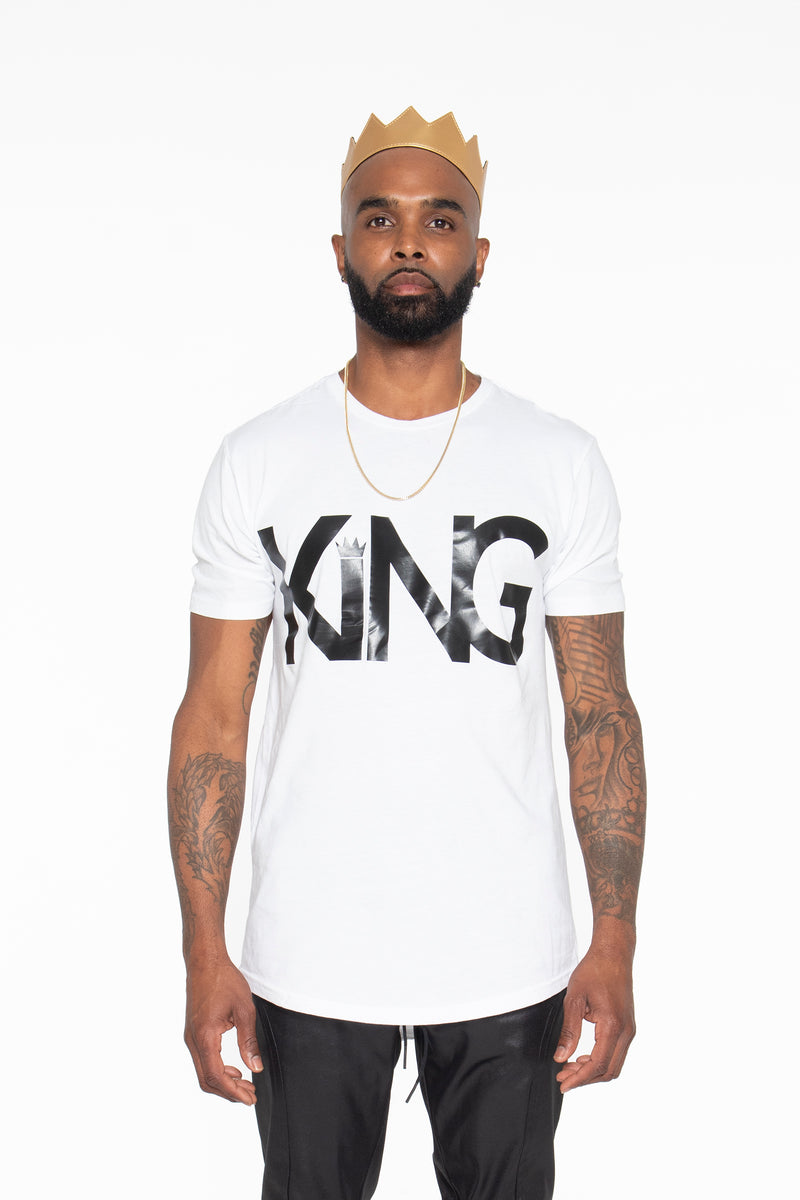 KING Curved Hem Graphic T-Shirt (Black) - pacorogiene
