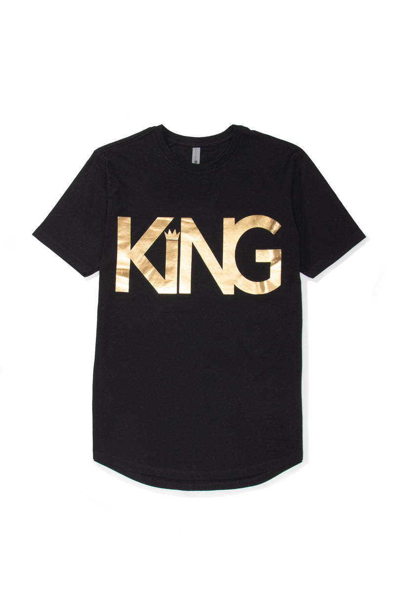 KING Curved Hem Graphic T-Shirt (Gold) - pacorogiene