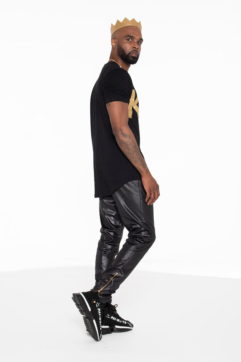 KING Curved Hem Graphic T-Shirt (Gold) - pacorogiene