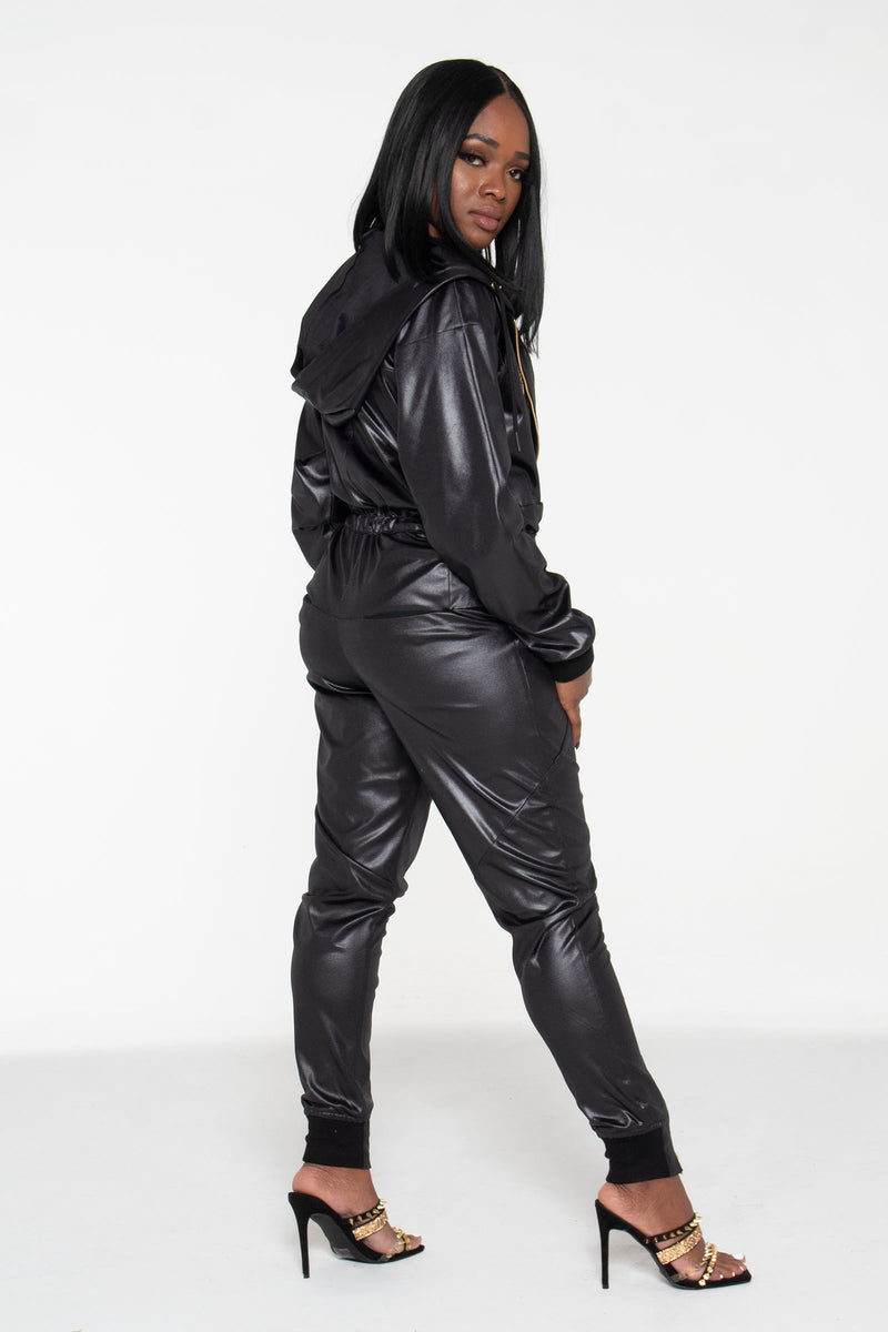 Black Illusion Leather Unisex Jumpsuit - pacorogiene