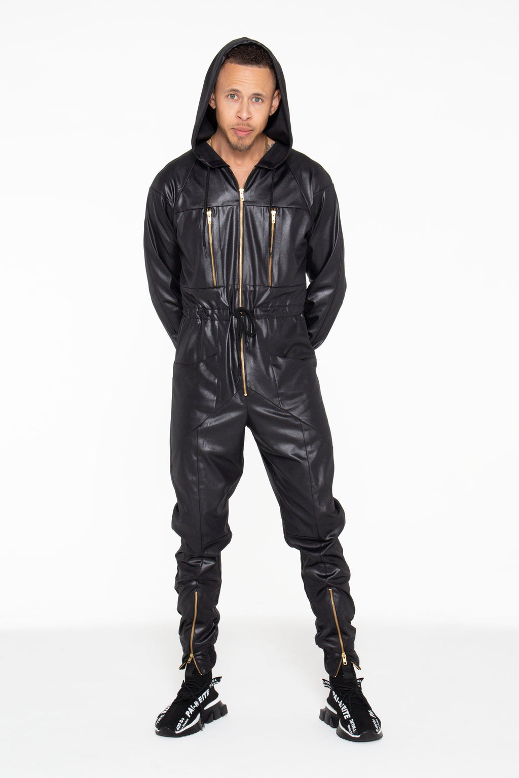 Black Illusion Leather Unisex Jumpsuit - pacorogiene