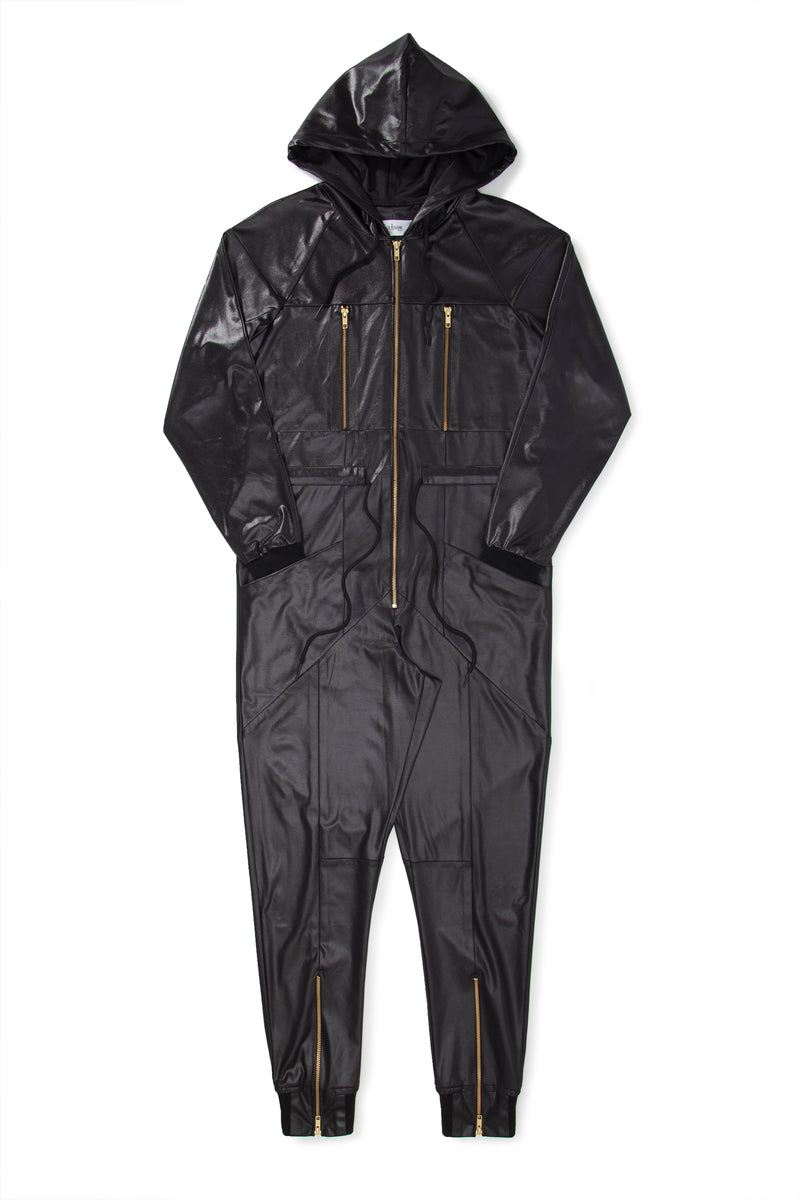 Black Illusion Leather Unisex Jumpsuit - pacorogiene