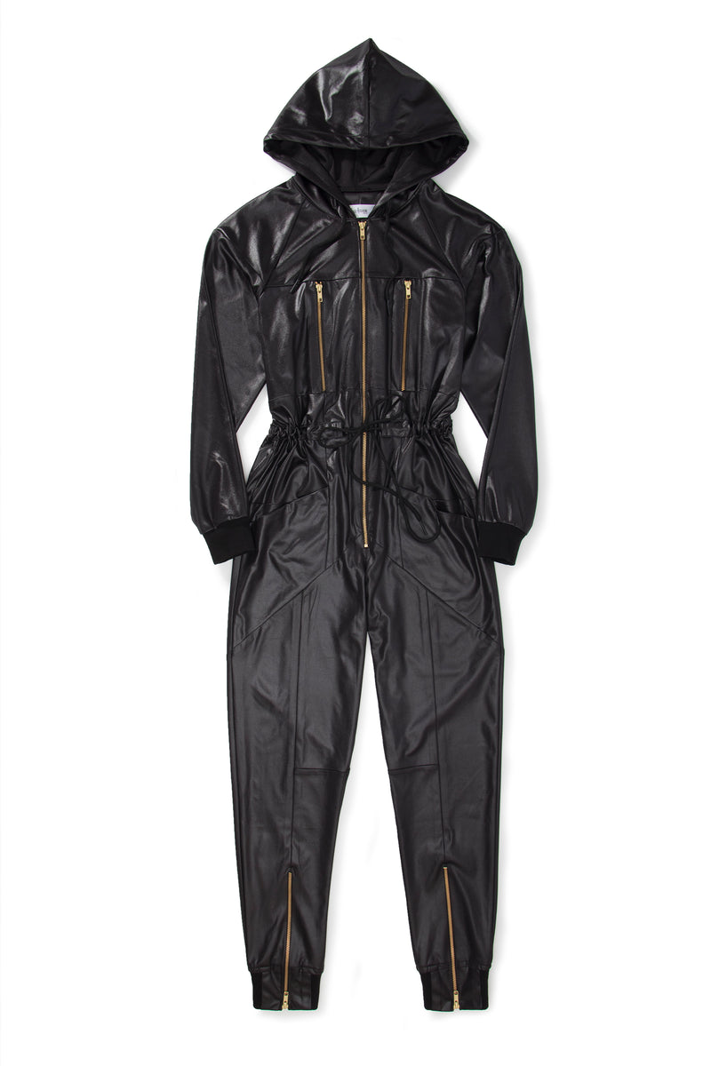 Black Illusion Leather Unisex Jumpsuit - pacorogiene