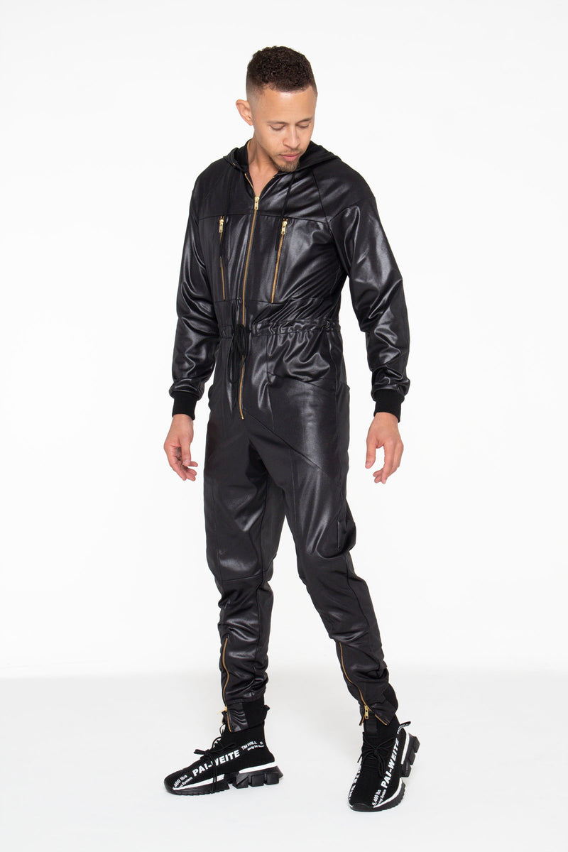 Black Illusion Leather Unisex Jumpsuit - pacorogiene