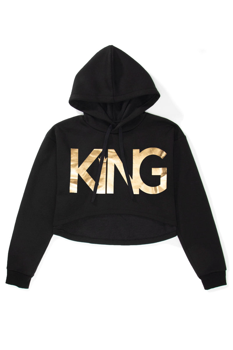 I am KING Unisex Crop Hoodie (Black) - pacorogiene