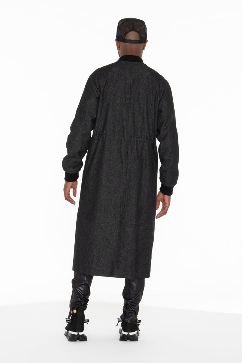 Black Long Bomber Jacket- Unisex - pacorogiene