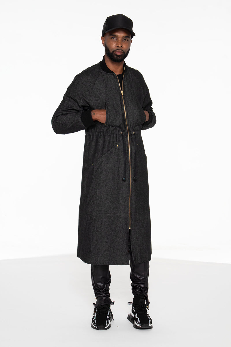 Black Long Bomber Jacket- Unisex - pacorogiene