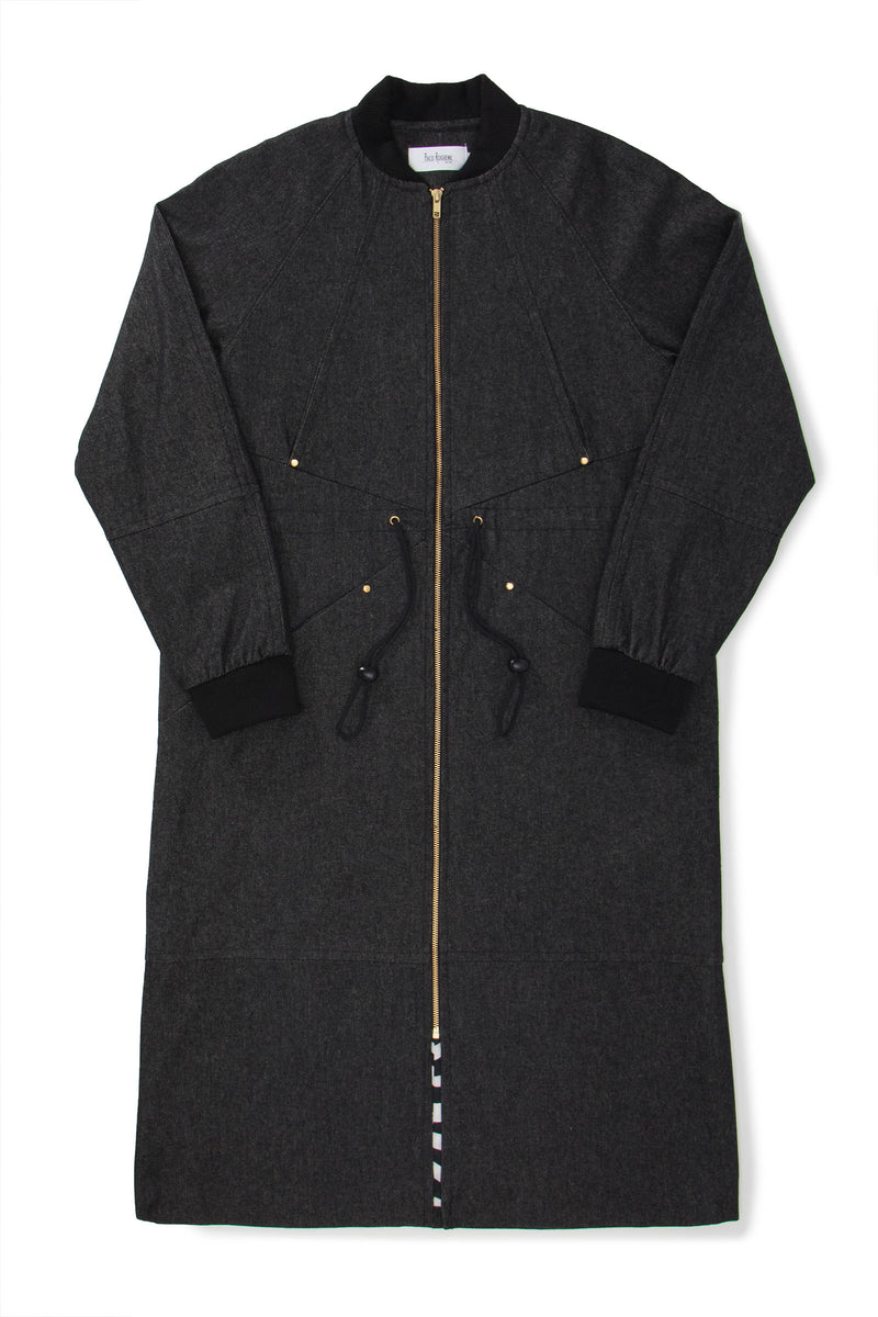 Black Long Bomber Jacket- Unisex - pacorogiene