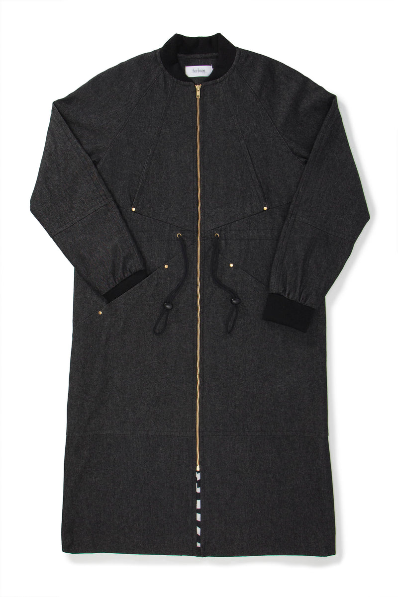 Black Long Bomber Jacket- Unisex - pacorogiene