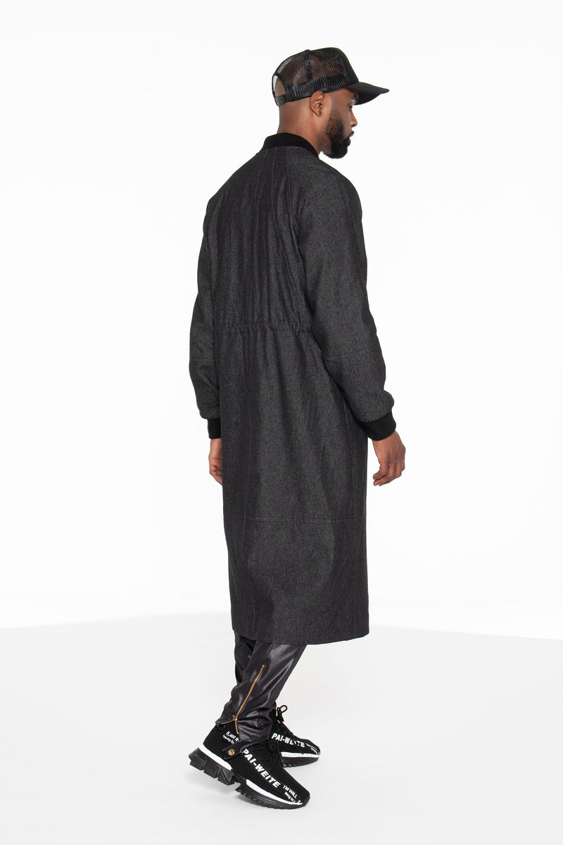 Black Long Bomber Jacket- Unisex - pacorogiene