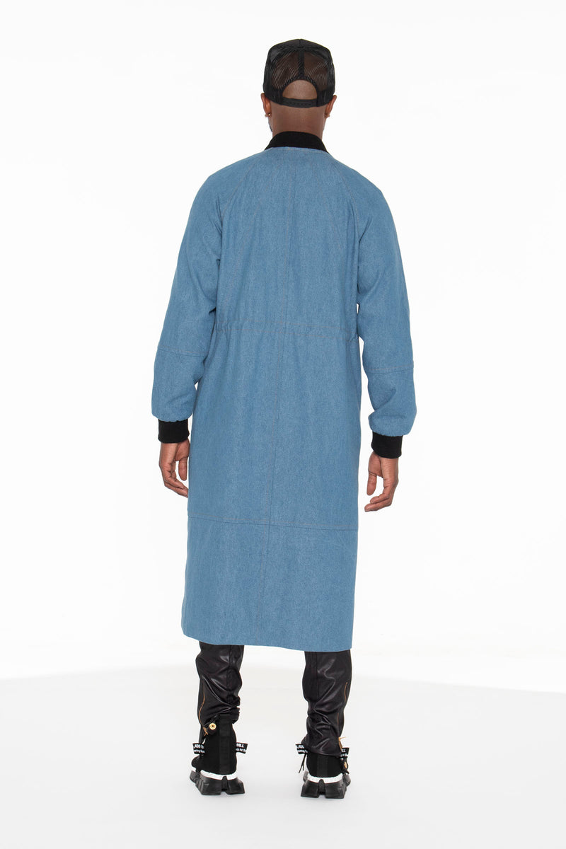 Light Blue Long Bomber Jacket- Unisex - pacorogiene