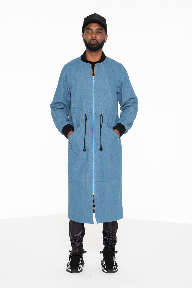 Light Blue Long Bomber Jacket- Unisex - pacorogiene