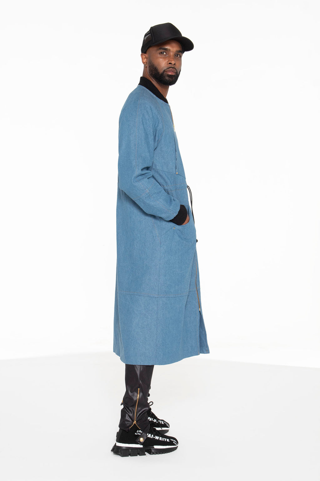 Light Blue Long Bomber Jacket- Unisex - pacorogiene