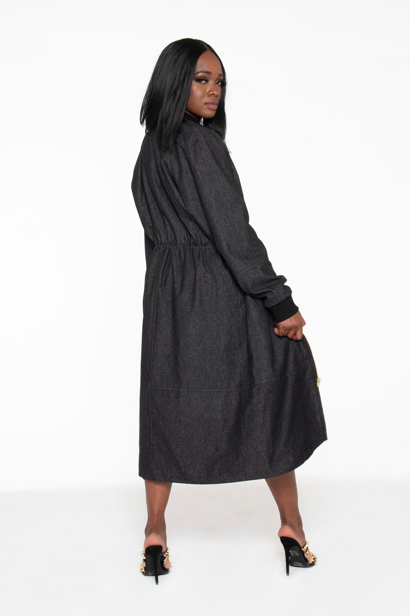 Black Long Bomber Jacket- Unisex - pacorogiene