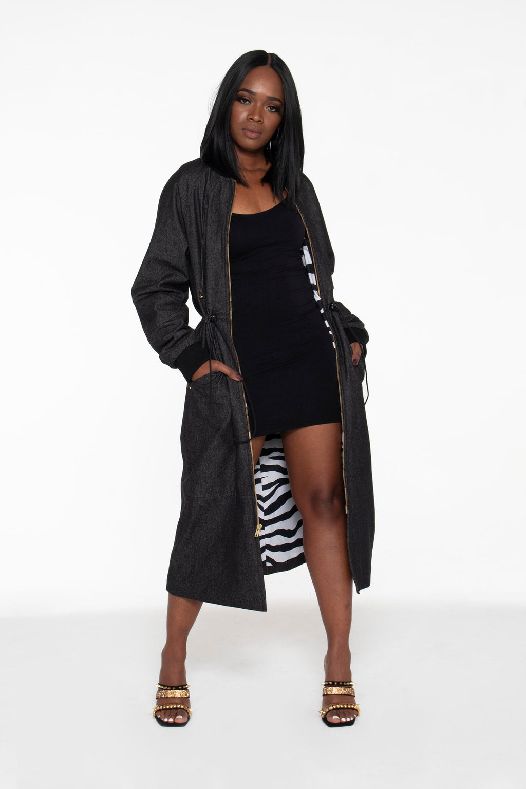 Black Long Bomber Jacket- Unisex - pacorogiene