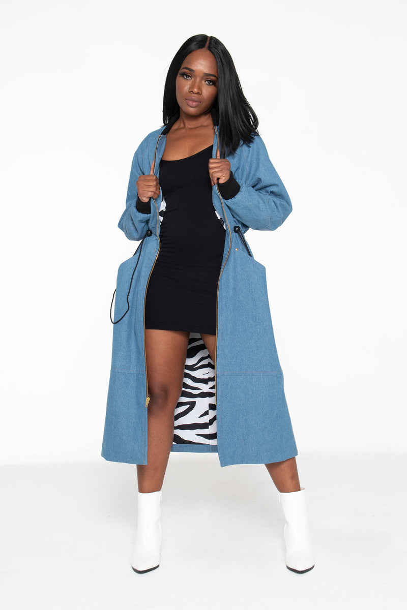 Light Blue Long Bomber Jacket- Unisex - pacorogiene