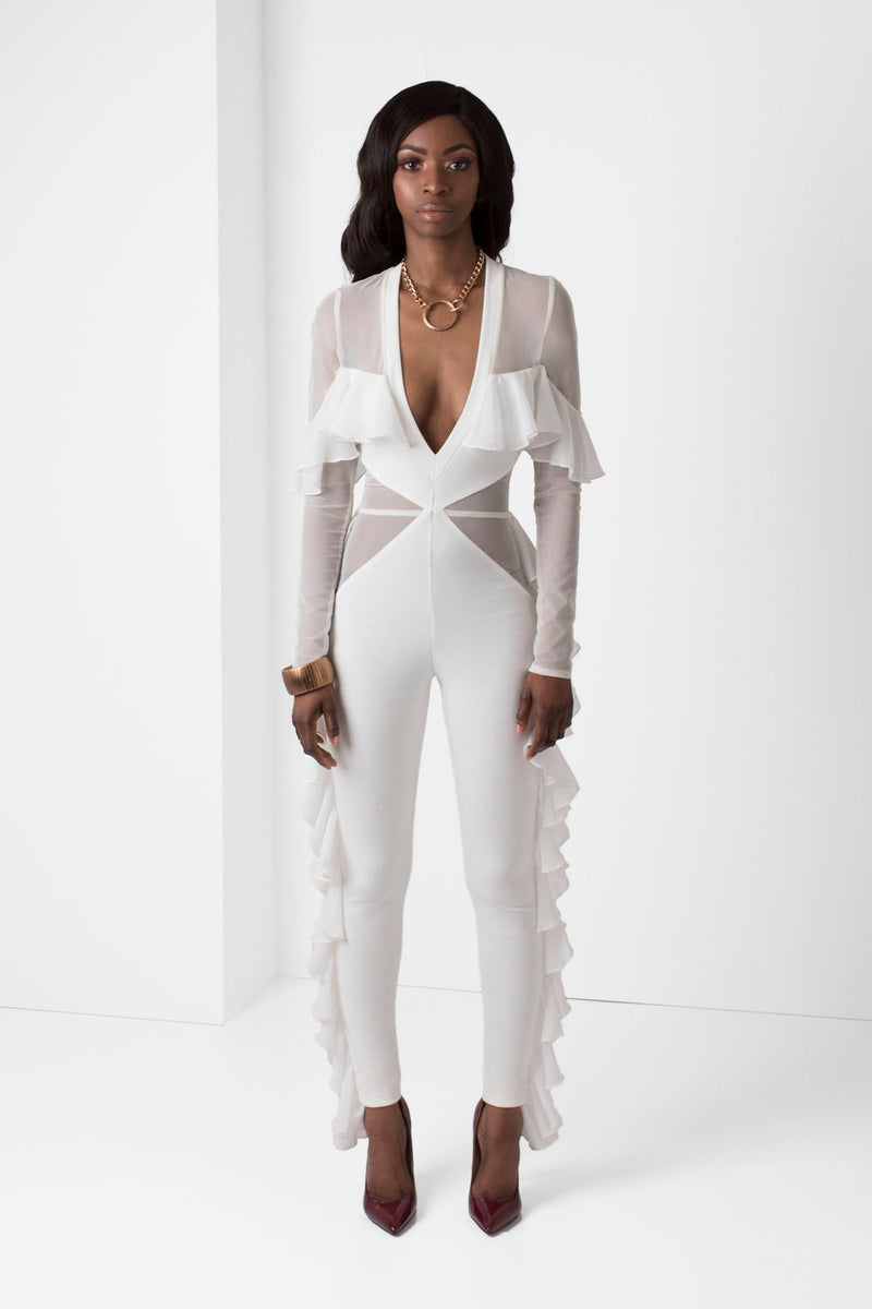 Off-White Ruffle Jumpsuit - pacorogiene