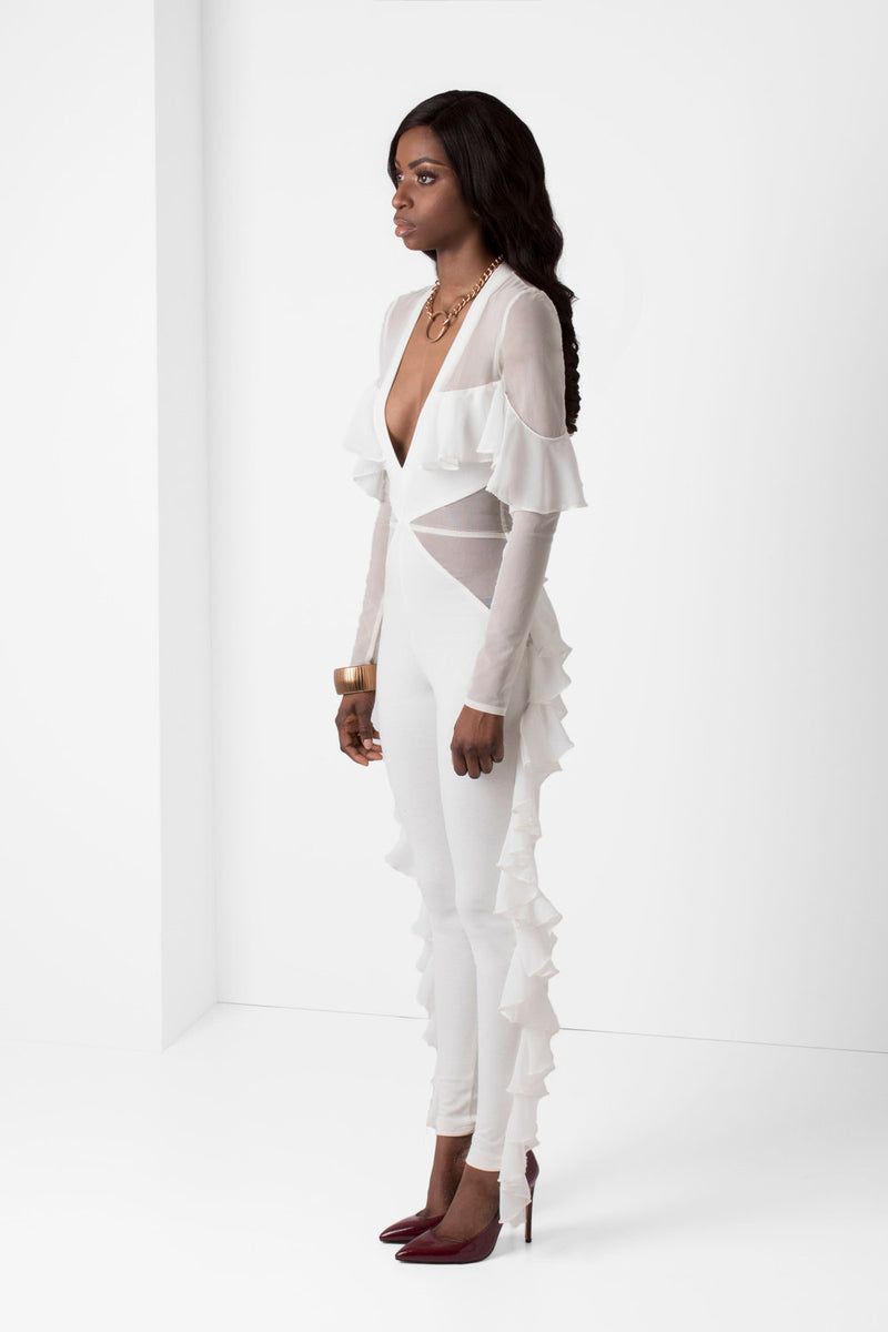 Off-White Ruffle Jumpsuit - pacorogiene