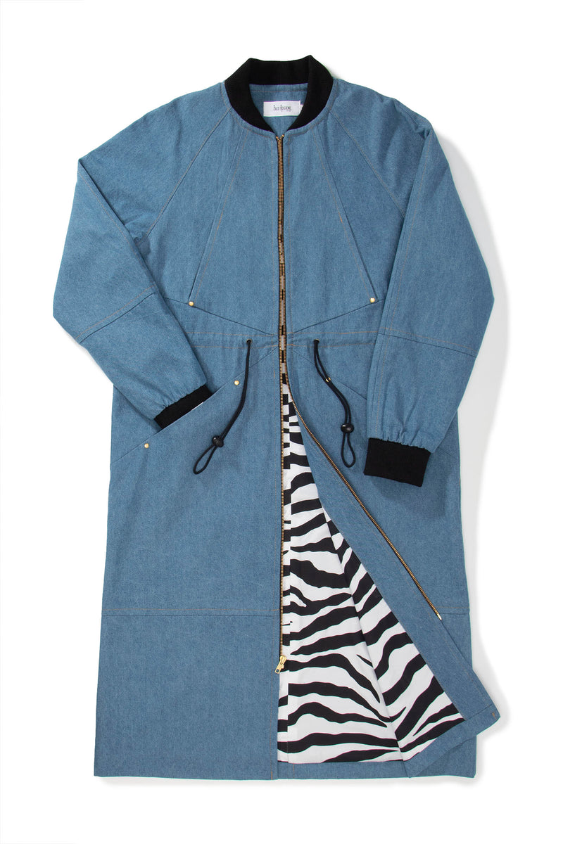 Light Blue Long Bomber Jacket- Unisex - pacorogiene