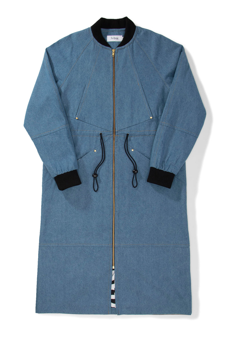 Light Blue Long Bomber Jacket- Unisex - pacorogiene