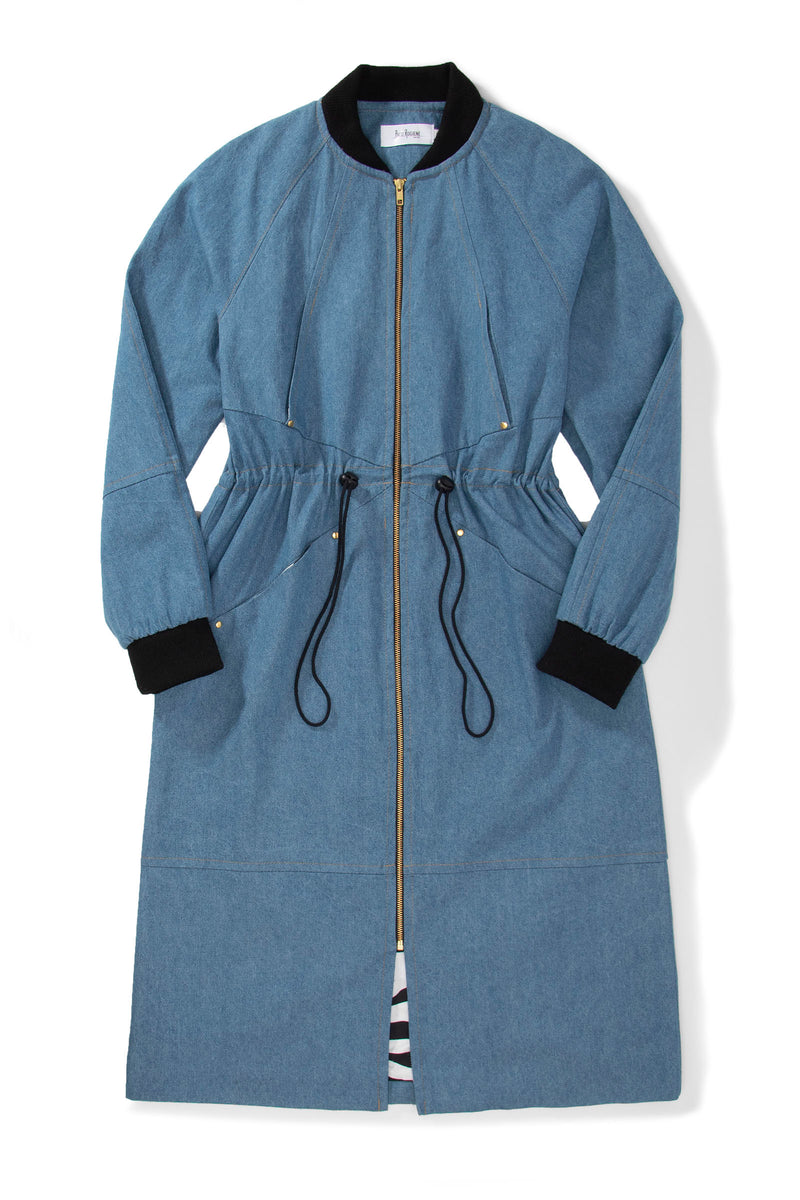 Light Blue Long Bomber Jacket- Unisex - pacorogiene