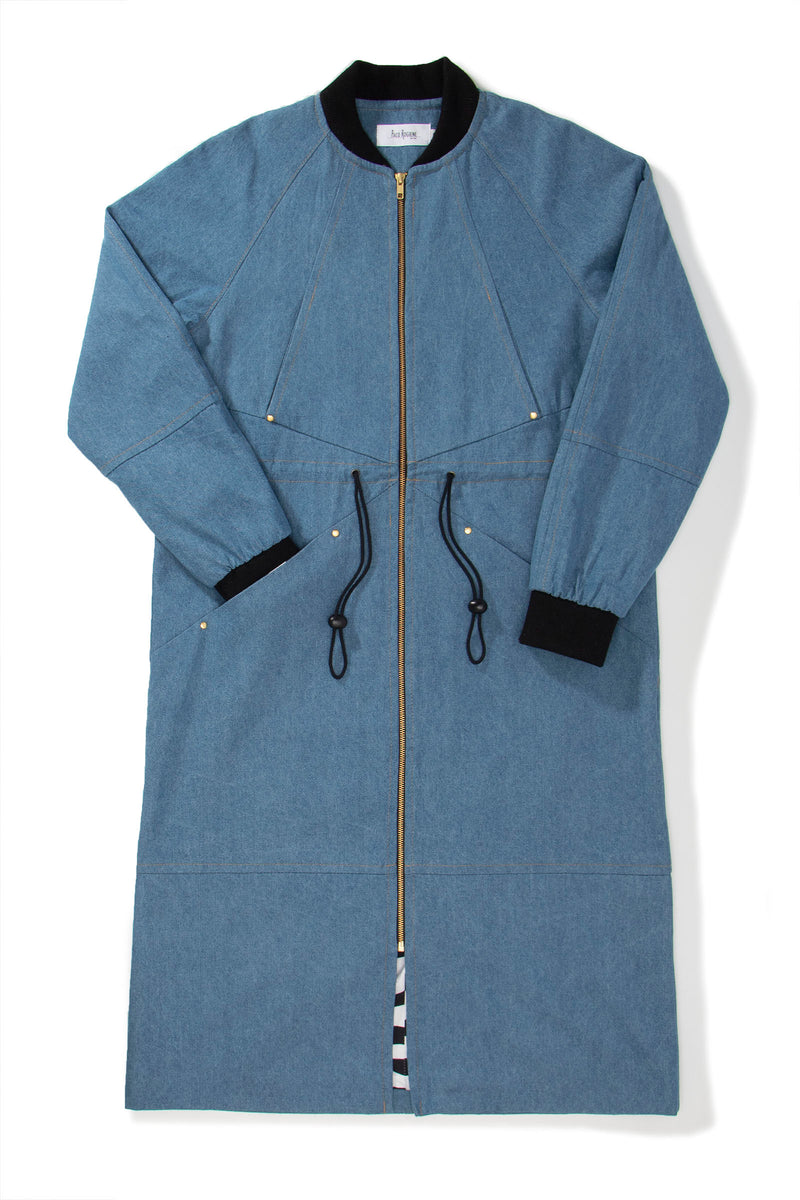 Light Blue Long Bomber Jacket- Unisex - pacorogiene